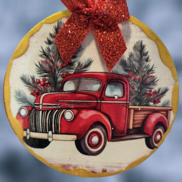 Christmas Trees Wood Ornament with Gold Accent