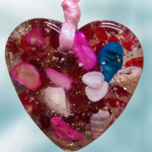 Red Pink Shell Abalone Heart of the Sea Ornament