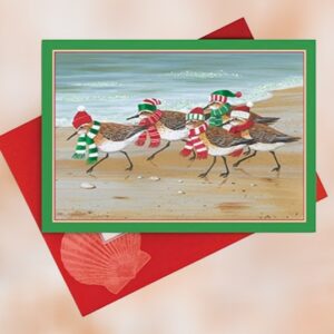 Red and Green Scarves Sea Gulls Christmas Cards