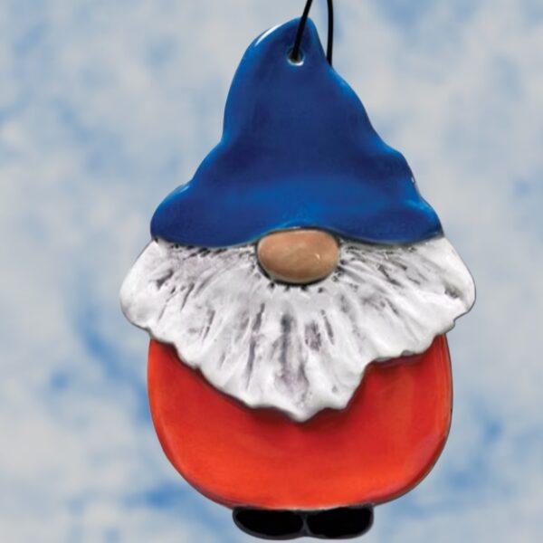 Red and White Gnome Ceramic Ornament