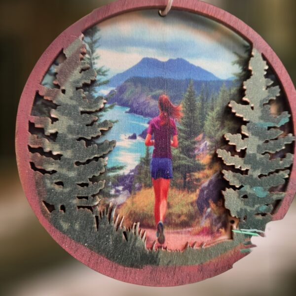 Running Trail Layered Wood Ornament