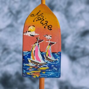 Sailboats on Sunset Background 4 Sided Wood Lobster Buoy Ornament