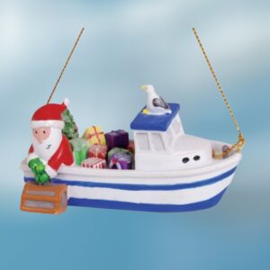 Santa Hauling Lobster Trap Ornament
