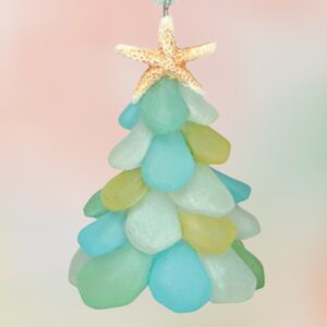 Sea Glass Tree with Sea Starfish Resin Ornament