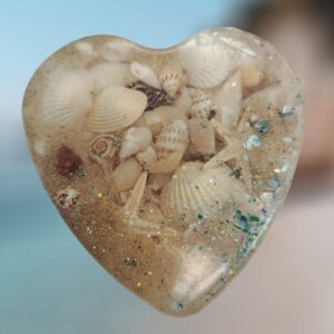Shells Collage with Sand and Glitter Heart of the Sea Shell Ornament