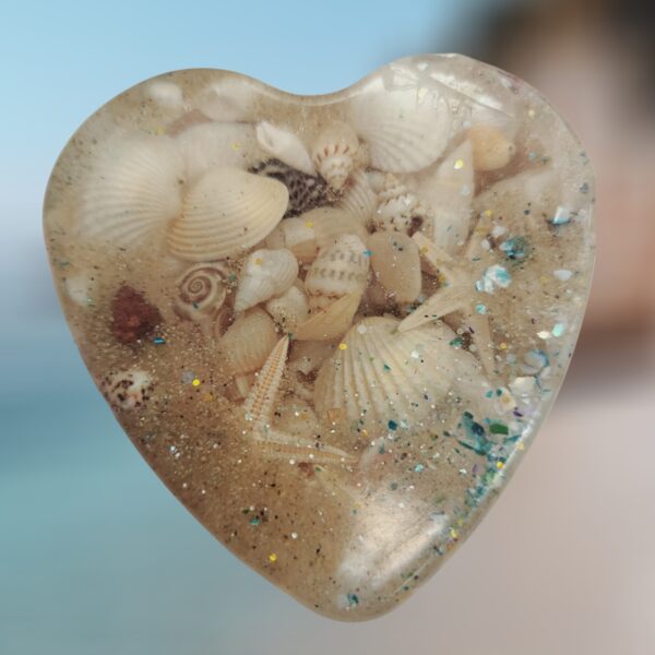 Shells Collage with Sand and Glitter Heart of the Sea Shell Ornament