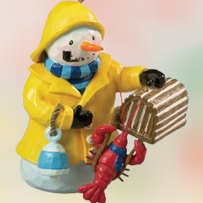 Snowman with Lobster and Trap Ornament