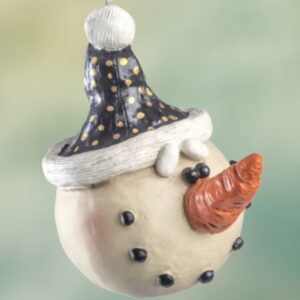 Snowman with Stocking Hat Santa Resin Ornament