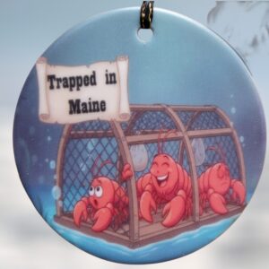 Trapped in Maine Lobster Family of Three Ceramic Ornament