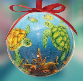 Turtles in Ocean Poly Ball Ornament
