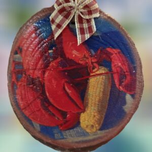 Twin Lobsters with Corn on the Cob Woodsie Ornament