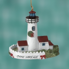 White Lighthouse with Houses Ornament