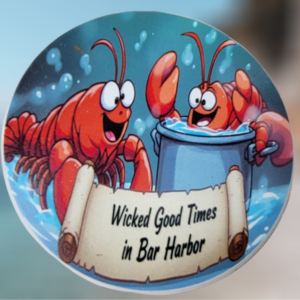 Wicked Good Time in Bar Harbor Lobster Funnies Boiling in a Pot Ceramic Ornament